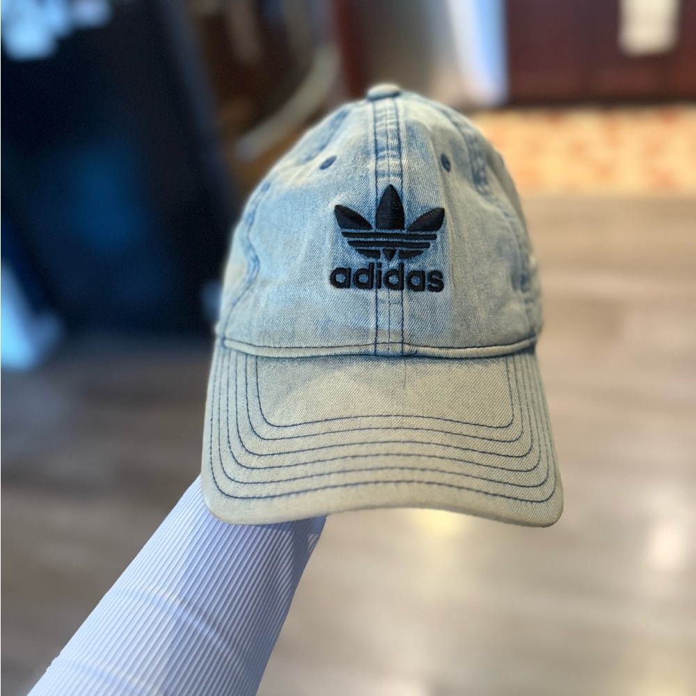 Adidas washed denim Cap with dark blue Emblem